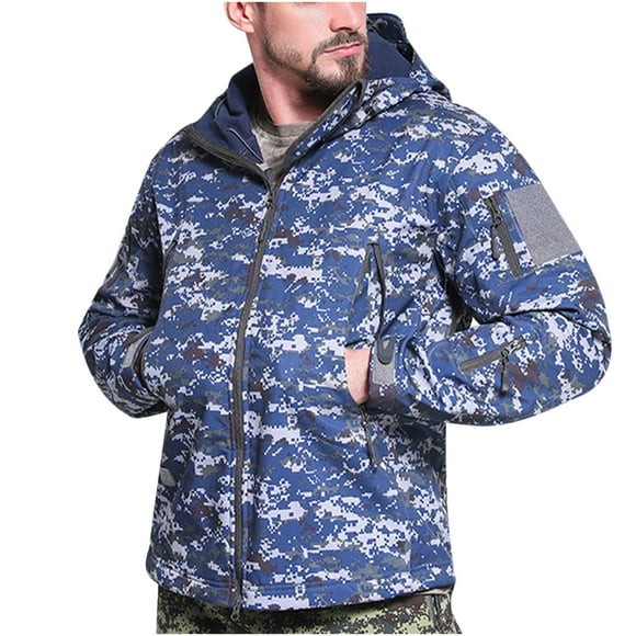 jovati Fleece Mens Jacket Mens Warm Fleece Waterproof Shark Skin Soft Shell Outdoor Jacket Camouflage