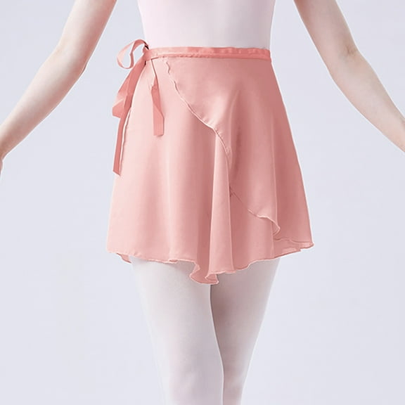 Bwndum Wrap Skirts for Women Trendy Chiffon Mini Dance Skirts Ruched Flare Skirts- Pink 8