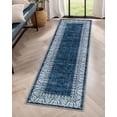 thumbnail image 3 of 2x6 Blue Kitchen Rugs Non Slip Washable,Soft Carpet Runners for Hallway 6ft Bathroom Runner Rug,Vintage Bordered Indoor Rug Runner for Laundry Room Bedroom Entry(2'x6',Blue), 3 of 8