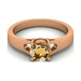 thumbnail image 1 of Bague Ronde en Argent Sterling 925 Rose Vermeil 6mm Citrine Solitaire pour Femmes, 1 of 3