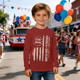 thumbnail image 2 of VNKIDY Boys Kids Patriotic Crew Neck Long Sleeve T Shirt With 250 Years 1776-2026 America Distressed Vertical Flag Print For Independence Day Wear Holiday Top, 2 of 4