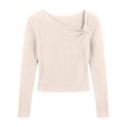 thumbnail image 3 of Womens Fall Long Sleeve Tops Asymmetrical Y2K Slim Fit Cropped Pullover Casual Basic Ribbed Knit Tops Going Out Fall Winter Outfits, 3 of 5
