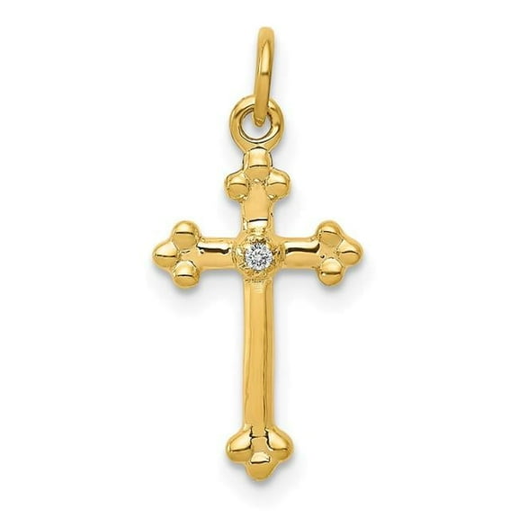 14k Small Diamond Budded Cross Pendant PM5030