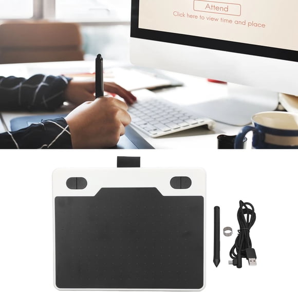 Tableta Gráfica De Dibujo, 155x100mm, 233 PPS, 5080 LPI, 8192 Niveles, Lápiz óptico, 4 Teclas Personalizables, Puerto USB, Tableta De Arte Digital