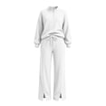 thumbnail image 4 of Xdegoge Womens 2 Piece Sweatsuits Half Zip Pullover Sweatshirt and Slit Wide Leg Pants Casual Lounge Sets Athletic Tracksuit, 4 of 9