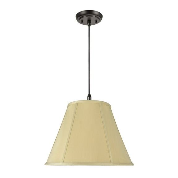Aspen Creative 75004 Two-Light Hanging Pendant Ceiling Light with Transitional Hexagon Bell Fabric Lamp Shade, Beige, 16" width