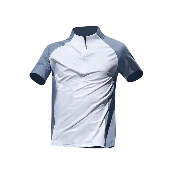 hotojiny Men's Quick-Dry Shirts Fashion Colorblock Quarter Zip Short Sleeve Pullover Casual Active Sports Running Summer Tee
