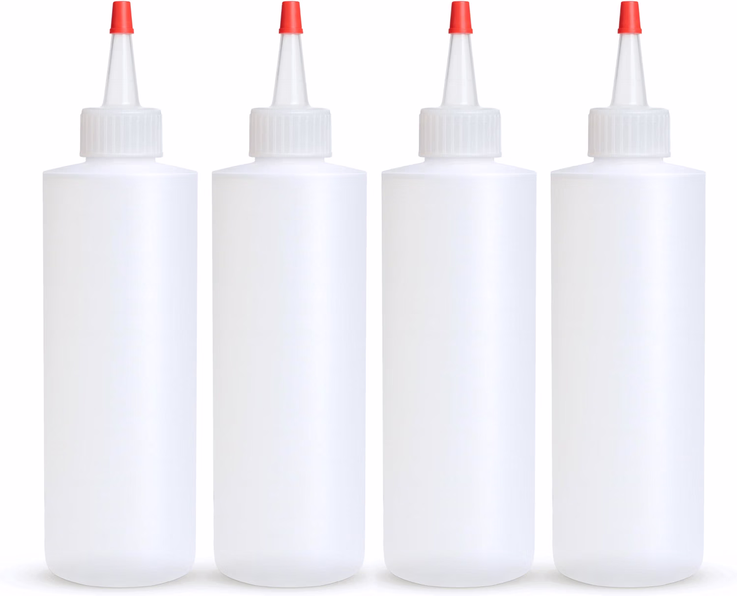 BRIGHTFROM Condiment Squeeze Bottles, 4 OZ Empty Squirt Bottle, Red Top Cap, Leak Proof - for Ketchup, Mustard, Syrup, Sauces, Dressing, Oil, Arts & Crafts, BPA FREE Plastic - 4 PACK