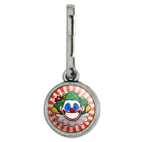 Clown Happy Face Antiqued Charm Clothes Purse Suitcase Backpack Zipper Pull Aid
