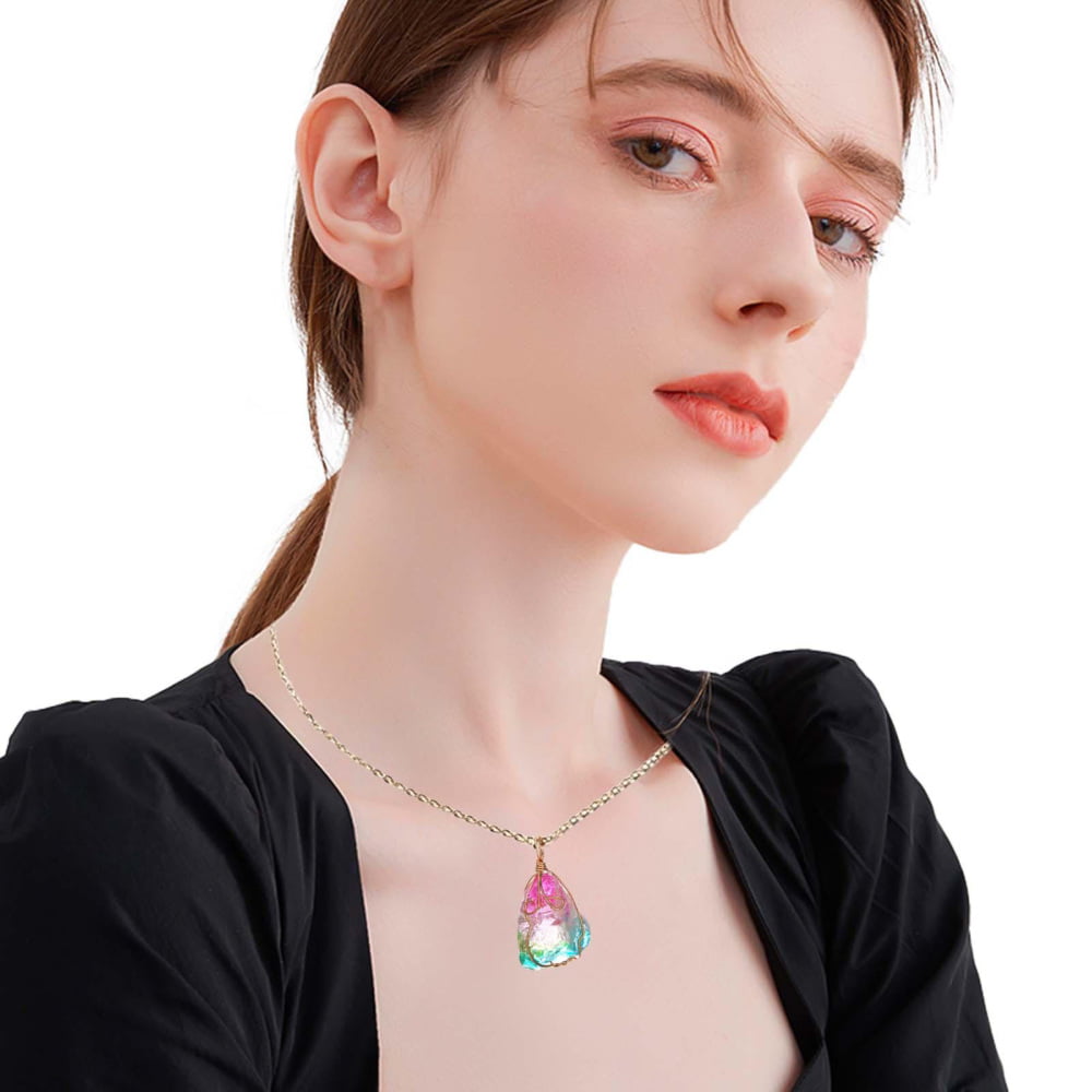 Kiva Store | Sterling Silver Birthstone Pendant Necklace - Ice Rainbow
