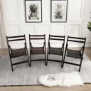 Set of 4 Folding Chairs - Cherry Slatted Wood Outdoor & Indoor Folding Chairs