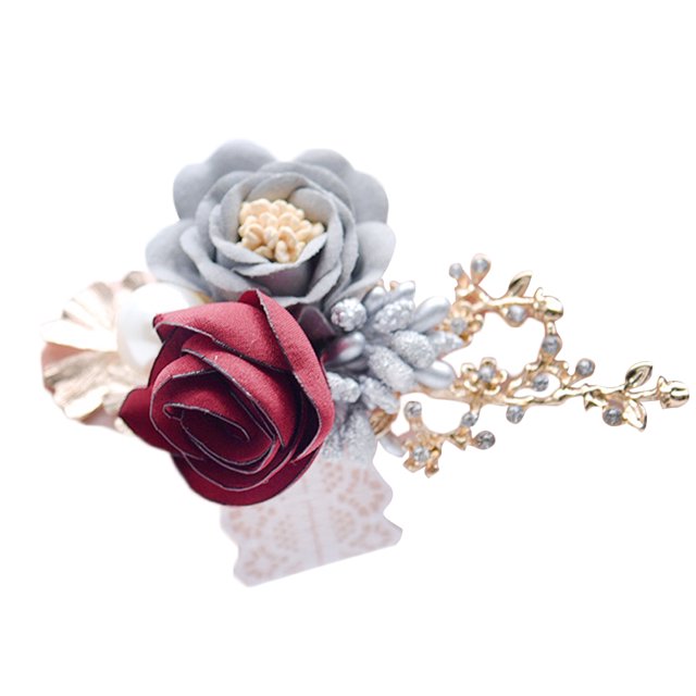 Boda Dama de honor Muñeca Flor falsa Flor de mano artificial Pulsera floral Pulsera de mujer Advancent JJ25182-01