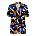 thumbnail image 5 of Two Piece Sets for Women Summer Printed Floral Two Piece Matching Vacation Sets Short Sleeve Open Front Top and Shorts Travel Outfits, 5 of 6