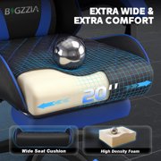 Bigzzia Gaming Chair with Footrest, Gamer Chair for Adults,Lumbar Pillow and Headrest Adjustable, Blue