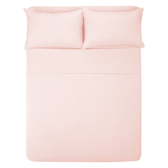 Sábana Queen Size 1800 Hilos, Microfibra Grabada Ultra Suave Mod. ROSA PALIDO