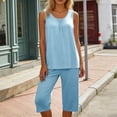 thumbnail image 2 of BUIGTTKLOP Womens Summer 2 Piece Pajama Sets Sleeveless Tops with Capri Pants Lounge Ladies Pjs Sets with Pockets, 2 of 6