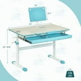 thumbnail image 3 of Costway Height-Adjustable Kids Desk Children Study Table with Tilt Desktop & Book Stand Blue, 3 of 9