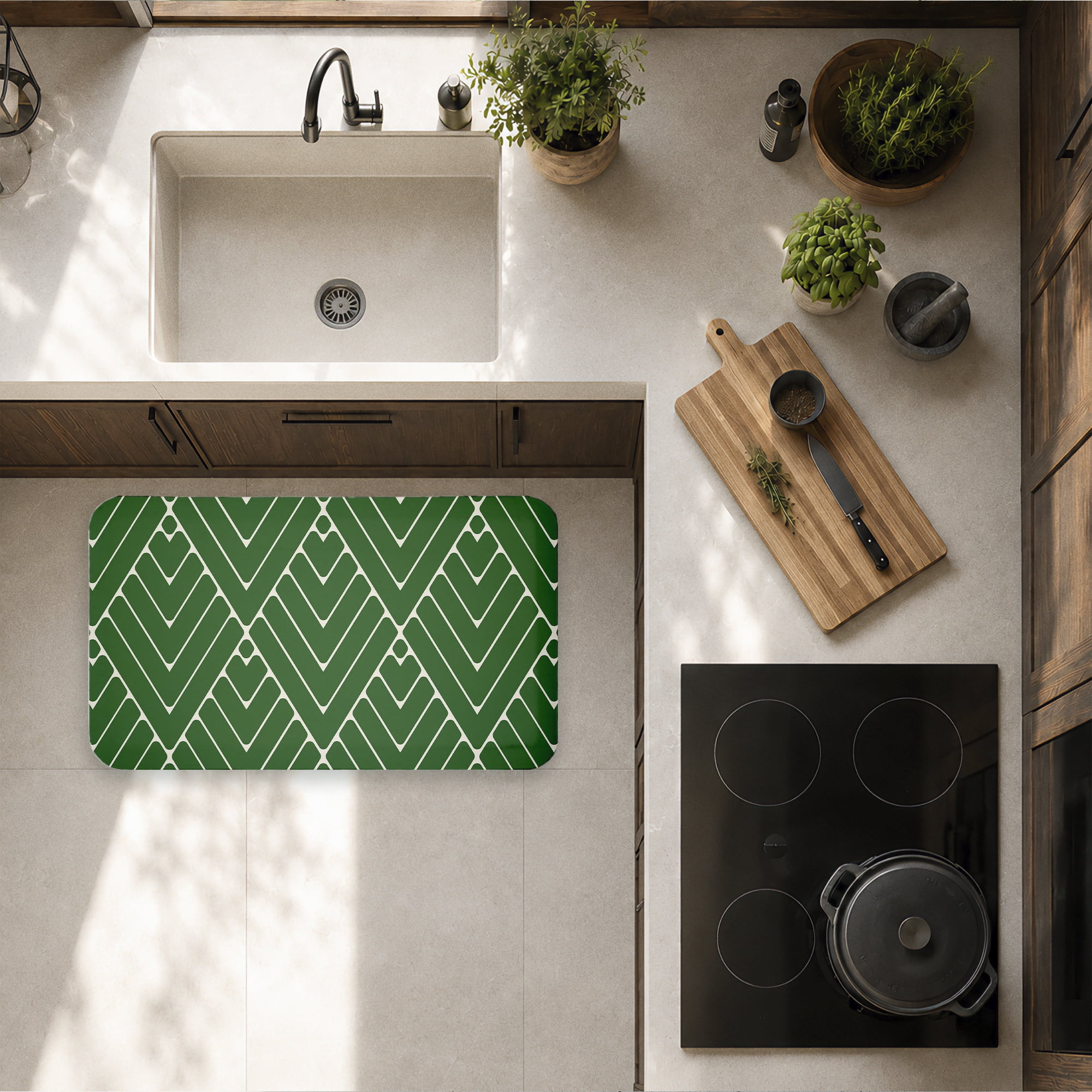 Stupell Industries Green Diagonals Abstract Printed Anti-Fatigue Floor Mat, design by SunDance Group LLC