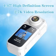 MARVUE Thumb Action Camera 2.7K HD 1.47”IPS Display with Magnetic Neck Strap, White