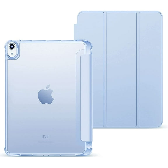 Timoom iPad Air 5th / 4th Generation Case with Pencil Holder 10.9 Inch 2022/2020, Slim Shockproof Smart Cover with Translucent Frosted Hard Back Shell, Auto Sleep/Wake for iPad Air 5/4, Light Blue
