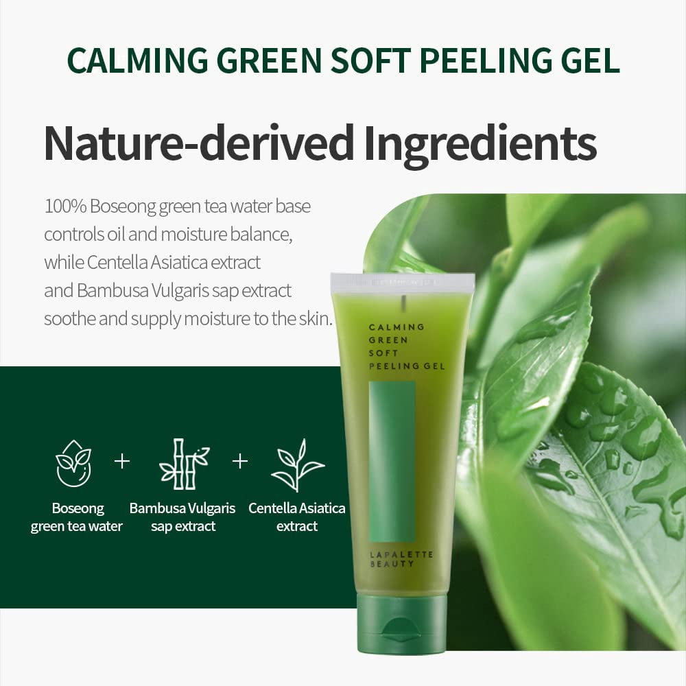 LAPALETTE BEAUTY Calming Green Soft Peeling Gel 3.38 fl oz. (100ml), Mild, Waterful Cleanser, Hydration, Exfoliating, Deep Cleansing, Glowing, Cruelty-Free, Paraben-Free,  Korean Skin Care
