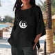 thumbnail image 5 of Xuyuer Women's Imitation Linen 3/4 Sleeve Blouse Crew Neck Summer Casual Tops Loose Fit Plus Size Tops Loose T Shirts Tunic Tops Shirts for Women Oversized Pocket T-shirt Fashionable Top, 5 of 6