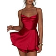 thumbnail image 1 of ZAXARRA Combinaisons Courtes Sans Manches à Col Bénitier pour Femmes, Couleur Unie, Été, Dos Nu, Clubwear, 1 of 8