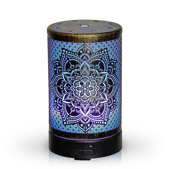 Aromar 100 mL Ultrasonic Metal Mandala Essential Oil and Scented Oil Diffuser (Bronze)