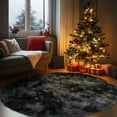 thumbnail image 6 of ZENELESS Fuzzy Rug for Kids Room,6x6ft Fluffy Round Rug, Tie-dye Black Gray Non-Slip Soft Circle Carpet for Boys Bedroom,Reading Nook,Home Decor,Nursery Room, 6 of 8