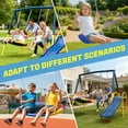 thumbnail image 6 of 3 in 1 Metal Swing Set Outdoor , SHINPT Toddler Swing Set for Backyard, Tall Swing Set with Slide, Saucer Swing Seat, Belt Swings Seat, Heavy Duty Swing Set for kids, Kids Playset Outdoor, 6 of 8