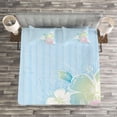 thumbnail image 3 of Ambesonne Flower Quilted Bedspread Set 3 Pcs, Hibiscus Exotic Plant, King Size, Pale Blue Pale Pink, 3 of 3