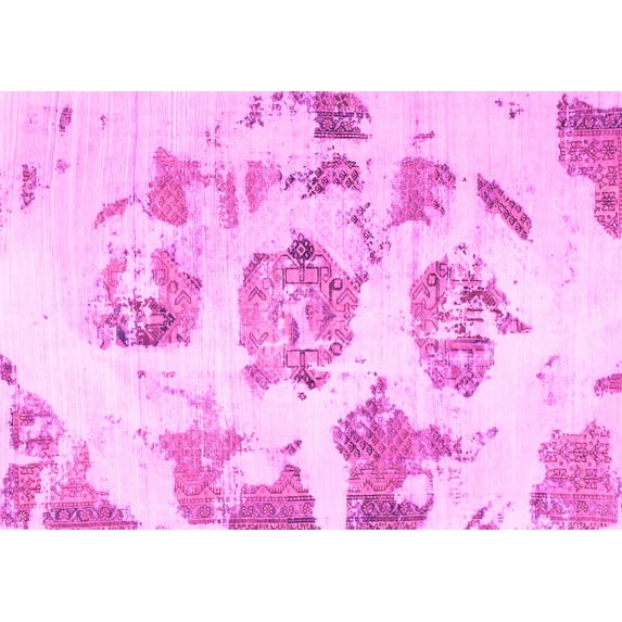 Ahgly Company Indoor Rectangle Abstract Pink Modern Area Rugs, 7' x 10'