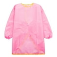 thumbnail image 3 of Kids Solid Color Waterproof Long Sleeve Painting Apron Feeding Smock Bib Coat, 3 of 8