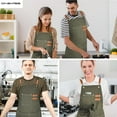 thumbnail image 5 of ONEKISS Apron for Men Women Canvas Aprons with 3 Pockets Cross Back Resistant Work Apron for Cooking, 5 of 6