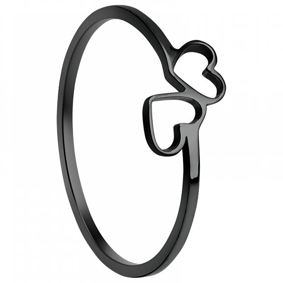 DESIGNICE Gold Silver Rings for Women Non Tarnish Stackable Rings Trendy Dainty Gold Plated Stacking Cubic Zirconia Thumb Ring Set Love Friendship Dual Band Rings Promise Wedding Engagement (Black,9)