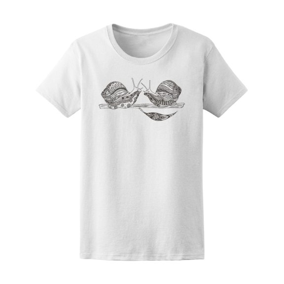 Floral Zen Doodle Snail Couple Tee Women's -Image by Shutterstock
