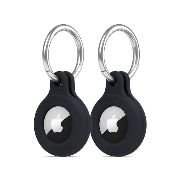YUNOVA 2 Pack Shockproof Silicone AirTag Holder Keychain, Scratch Resistant Protective Case, Compatible with Apple AirTag, Anti-Lost Cover for Keys Pet Collar Bag