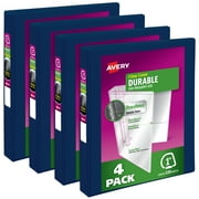 Avery 1" Durable View 3 Ring Binders, Blue, 4 Pack (17705)