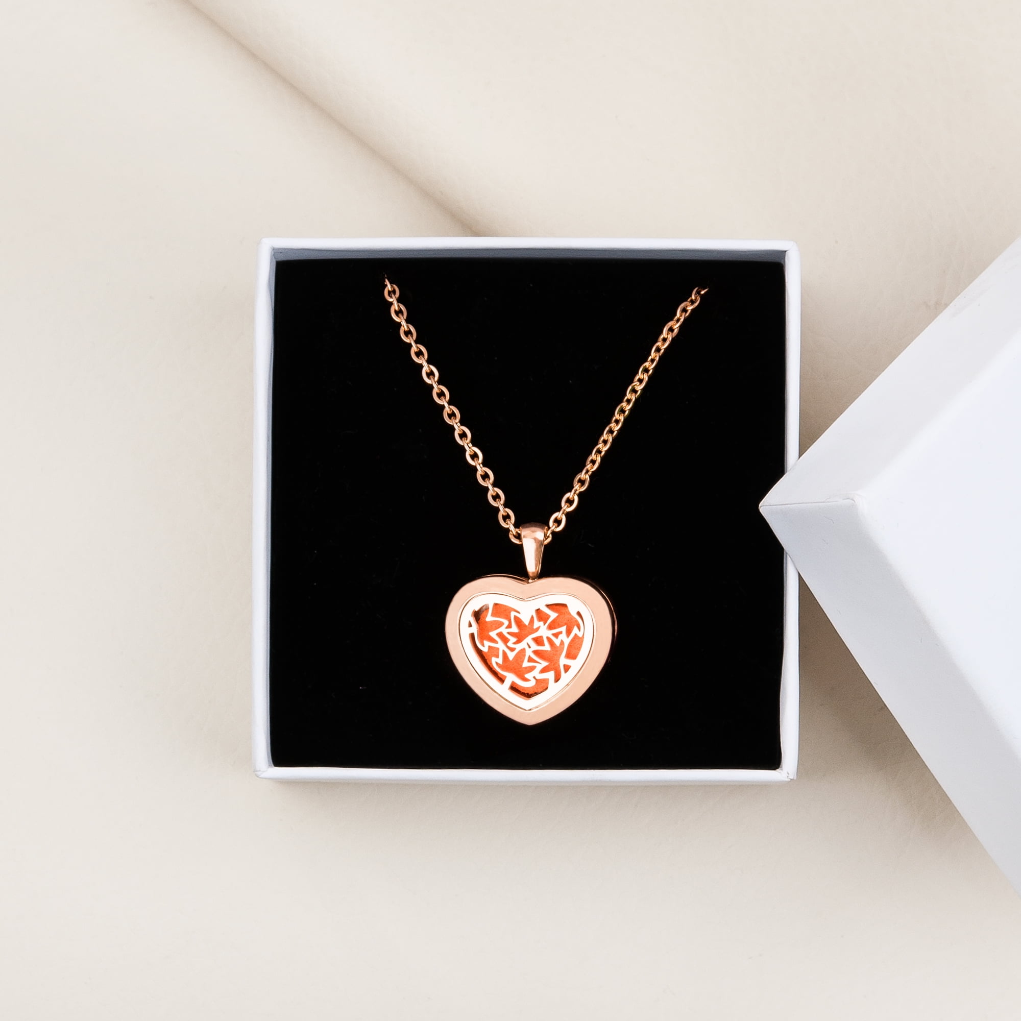 Anavia Essential Oil Diffuser Necklace, Aromatherapy Necklace, Scent Necklace, Aromatherapy Oil Lockets, Diffuser Lockets, Aromatherapy Jewelry, Diffuser Jewelry, With Gifts Box-[Rose Gold]