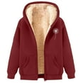 thumbnail image 1 of Cardigan d'Hiver en Velours Épais et Chaud pour Femmes, Sweat à Capuche Sherbet, Veste Zippée, Chandails en Molleton d'Automne pour Femmes, Chandails à Capuchon en Mousse, Mode plus, Chandails à Capuchon & Chandails en Molleton pour Femmes, Rouge TTTG, 1 of 3