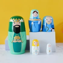 YOHAVEN Wooden Russian Nesting Dolls 5 Piece Matryoshka Set Hand Painted Christmas Easter Decorations Collectible Dolls for Home Table Ornament Family Gift Holiday Decor