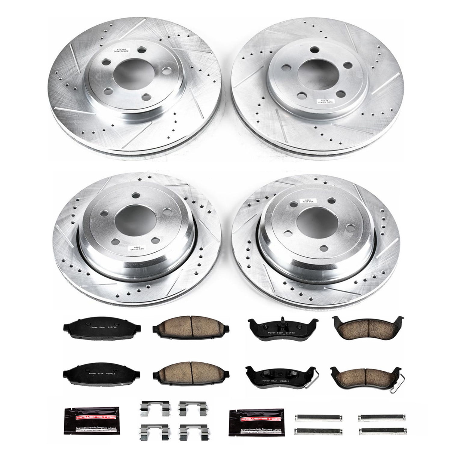 PowerStop Front and Rear Z23 Evolution Sport Carbon-Fiber Ceramic Brake Pad and Drilled & Slotted Rotor Kit Fits: FORD MERCURY Select Models K1365