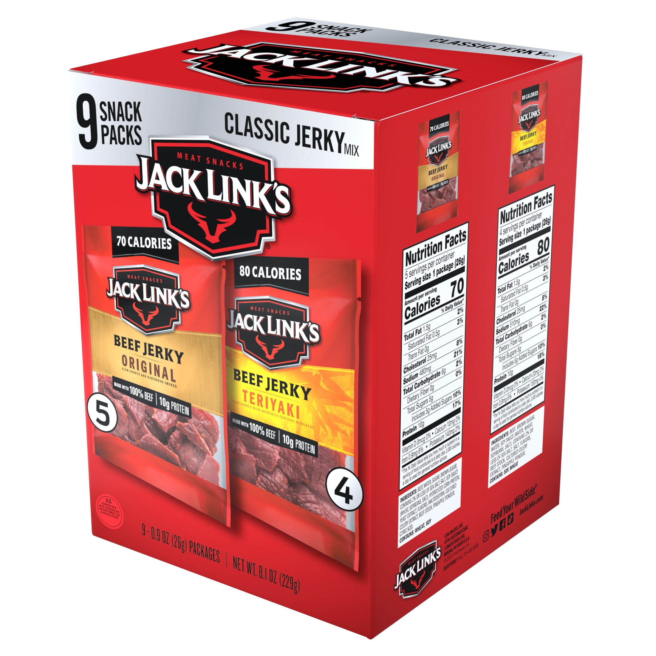 Jack Link's Original & Teriyaki Beef Jerky, 9 Pack