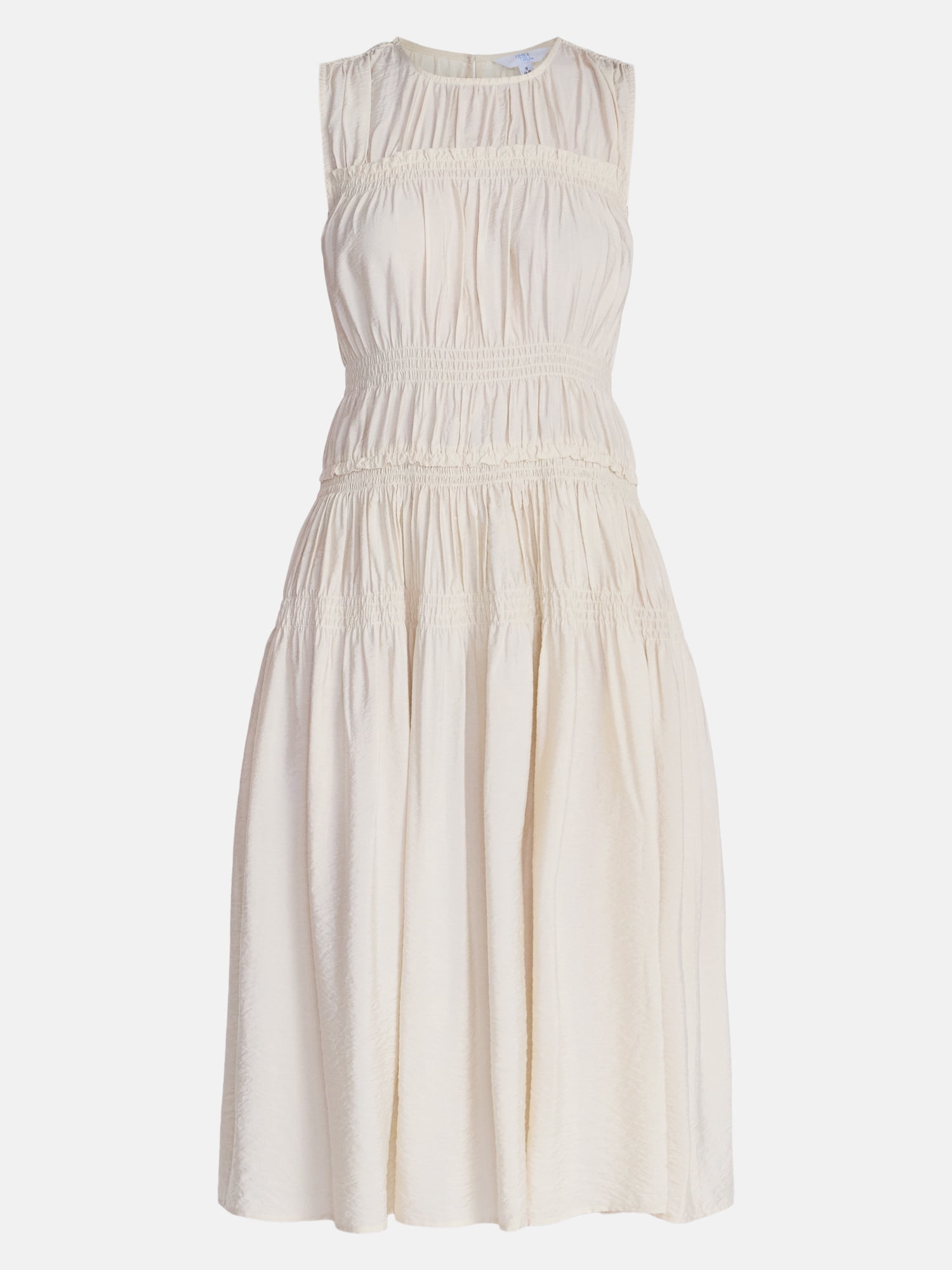 Time and Tru Women's Sleeveless Smocked Midi Dress, Sizes XS-XXXL