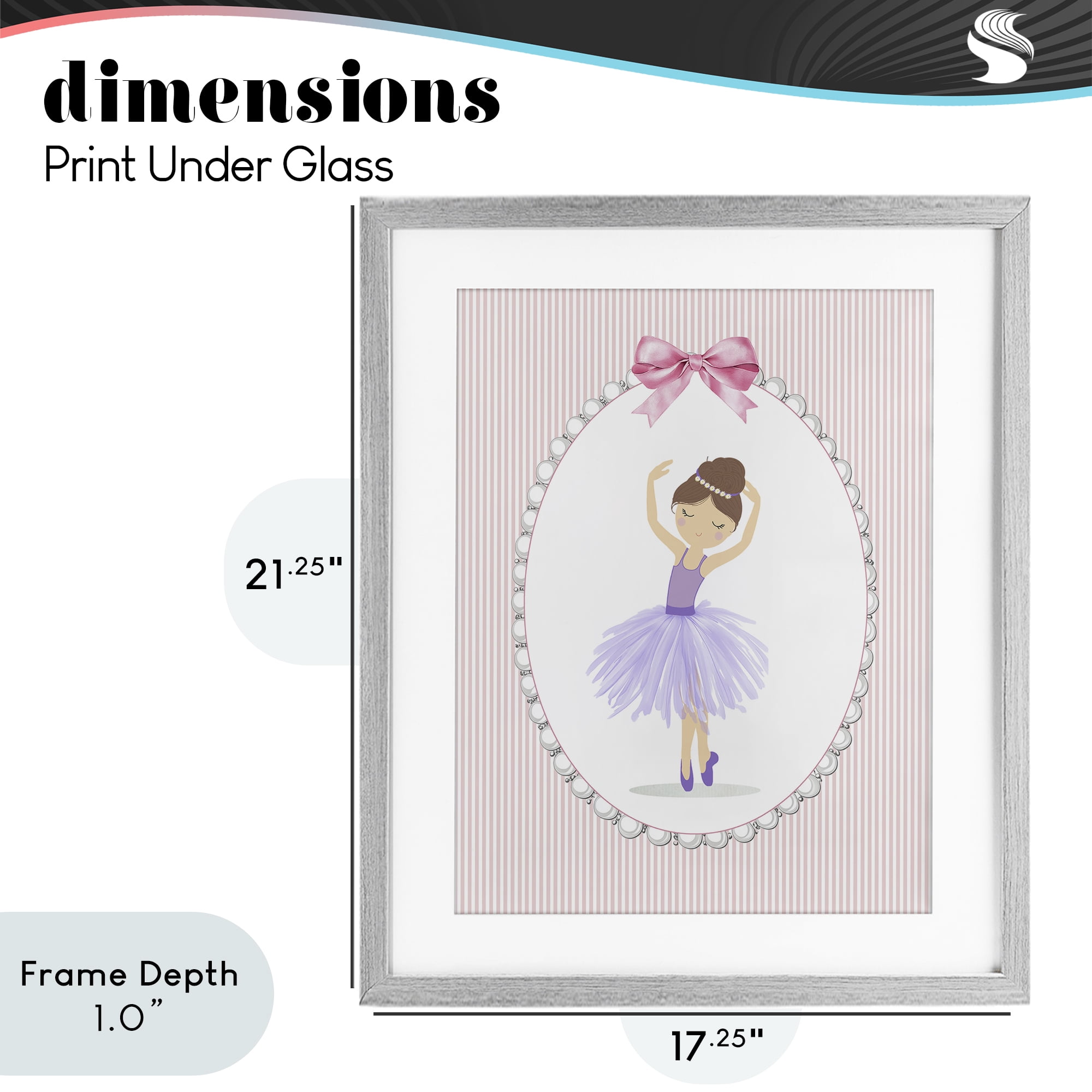 Stupell Industries Graceful Dance on Stripes Gray Framed Print Under Glass, design by Christine Simpson Art