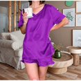 thumbnail image 2 of yievot Womens Silk Satin Pajama Set Short Sleeve Shirt with Shorts Two-piece Pjs Sets Soft Sleepwear Loungewear Nightwear, 2 of 7