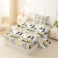 thumbnail image 2 of Manfei Halloween Skull Cherry Twin Sheets 3pcs, Kawaii Floral Ghost Bow Bat Bedding, Yellow White Black,1 Fitted Sheet, 1 Flat Sheet and 1 Pillowcase, 2 of 5