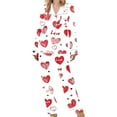 thumbnail image 3 of snilers Lounge Sets for Women 2 Piece Pajama Set Fashion Hearts Print Long Sleeve Button Down Shirts and Straight Leg Pants Matching Pjs Set Valentine's Day Clothes, 3 of 8