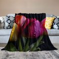 thumbnail image 2 of Fenyluxe Flowers Water Droplets Gifts Blanket Super Soft Flannel Blankets for Bed Sofa Decor Lightweight All Seasons 60x80in, 2 of 6