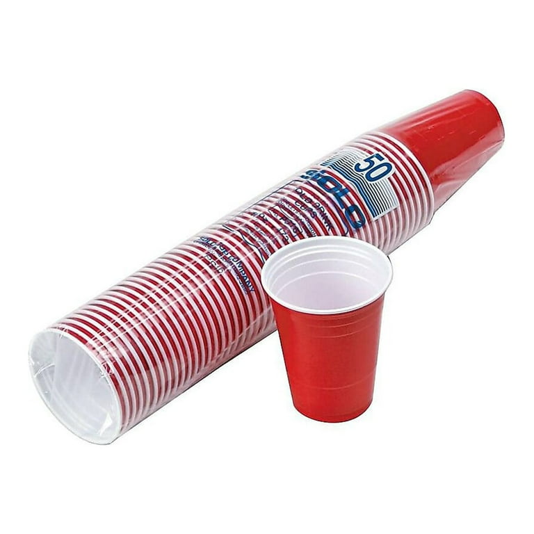 Solo Plastic Party Cold Cups, 16-oz., Red, 50 Cups (DCCP16RPK)